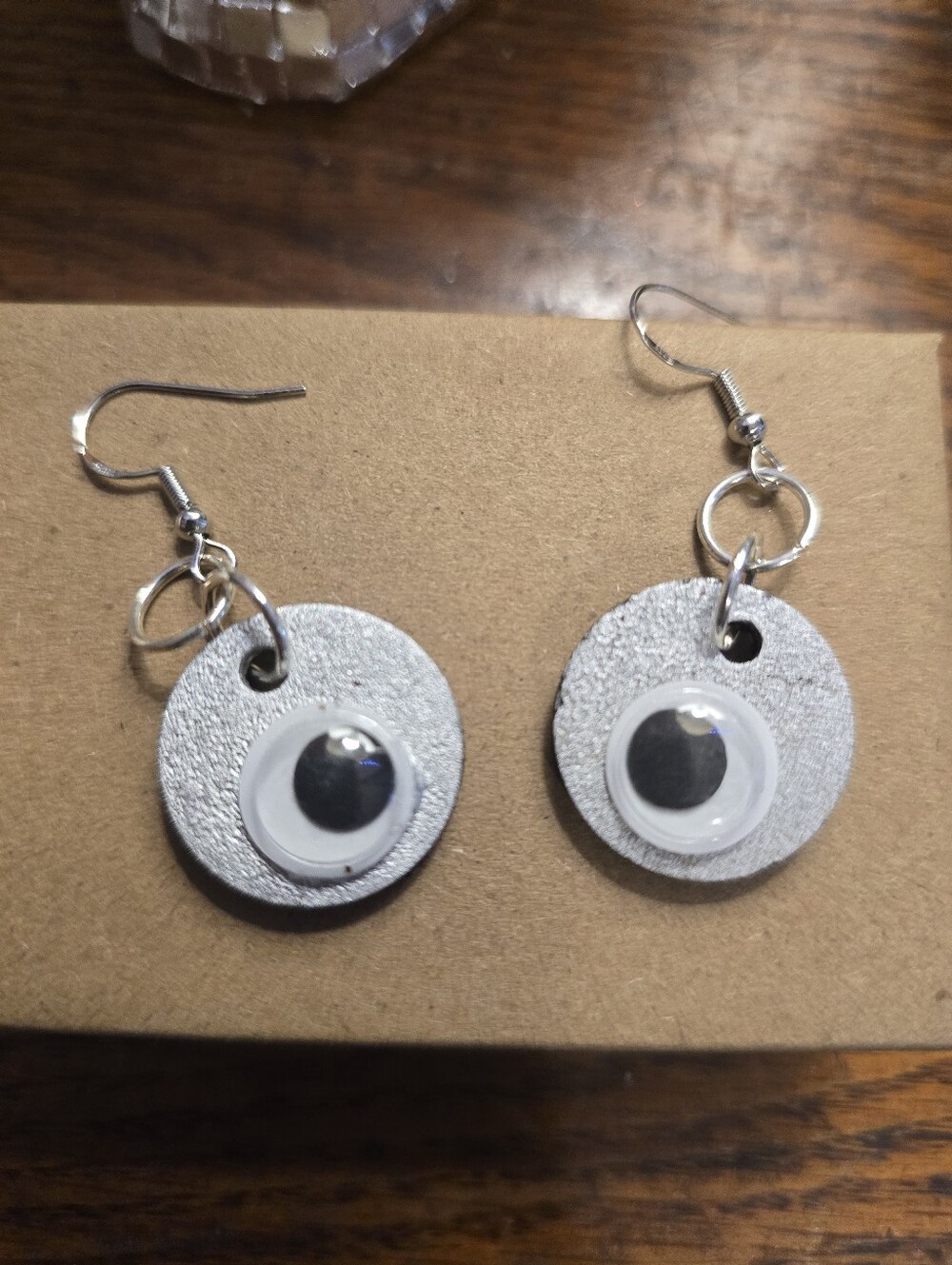 HAMDCRAFTED Abstract Googly Eye Earrings HANDPAINTED Upcycled Small Wood Jewelry